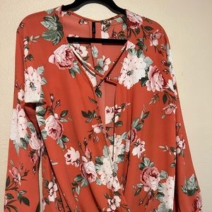 Women’s Floral Coral Blouse